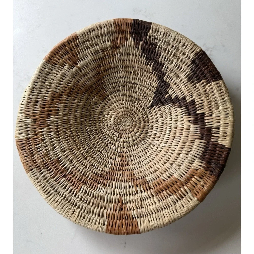 VINTAGE WOVEN COILED BASKET Farmhouse Boho